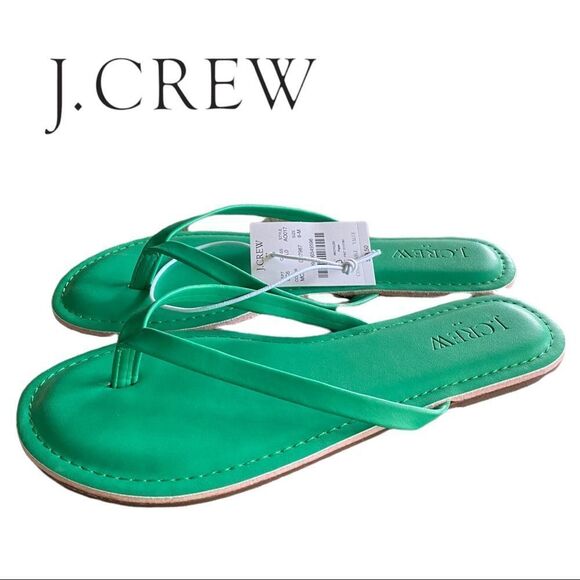 NEW J. Crew Modern Clover Green Flip Flop Thong Sandals 6 7 8 9 10 - Picture 1 of 5